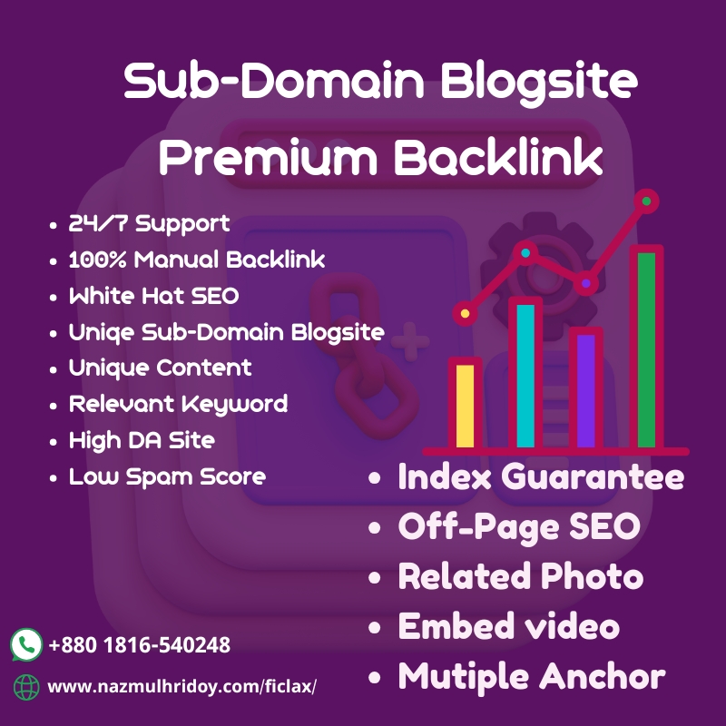 Sub-Domain Blog Site Premium Backlink Service : 100% Google Indexed | DoFollow | Manual Backlinks